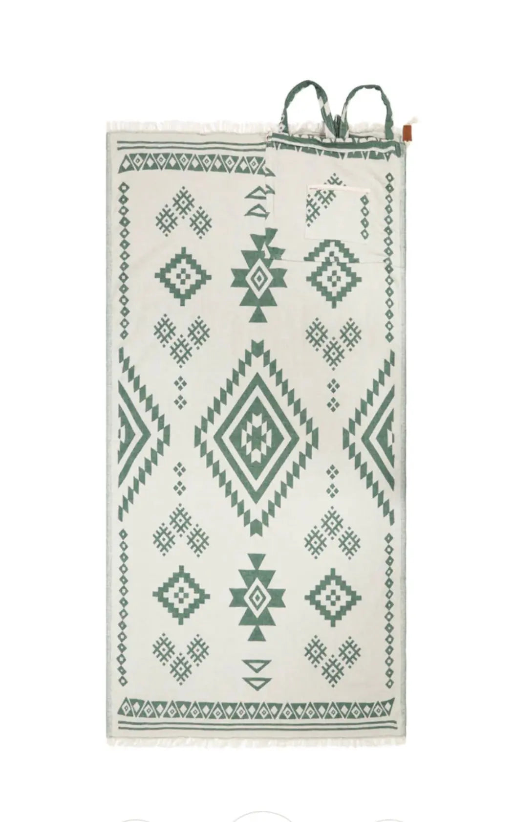reversible pattern beach towel beach bag, backpack with shoulder straps and ziper pocket. leather drawstring 