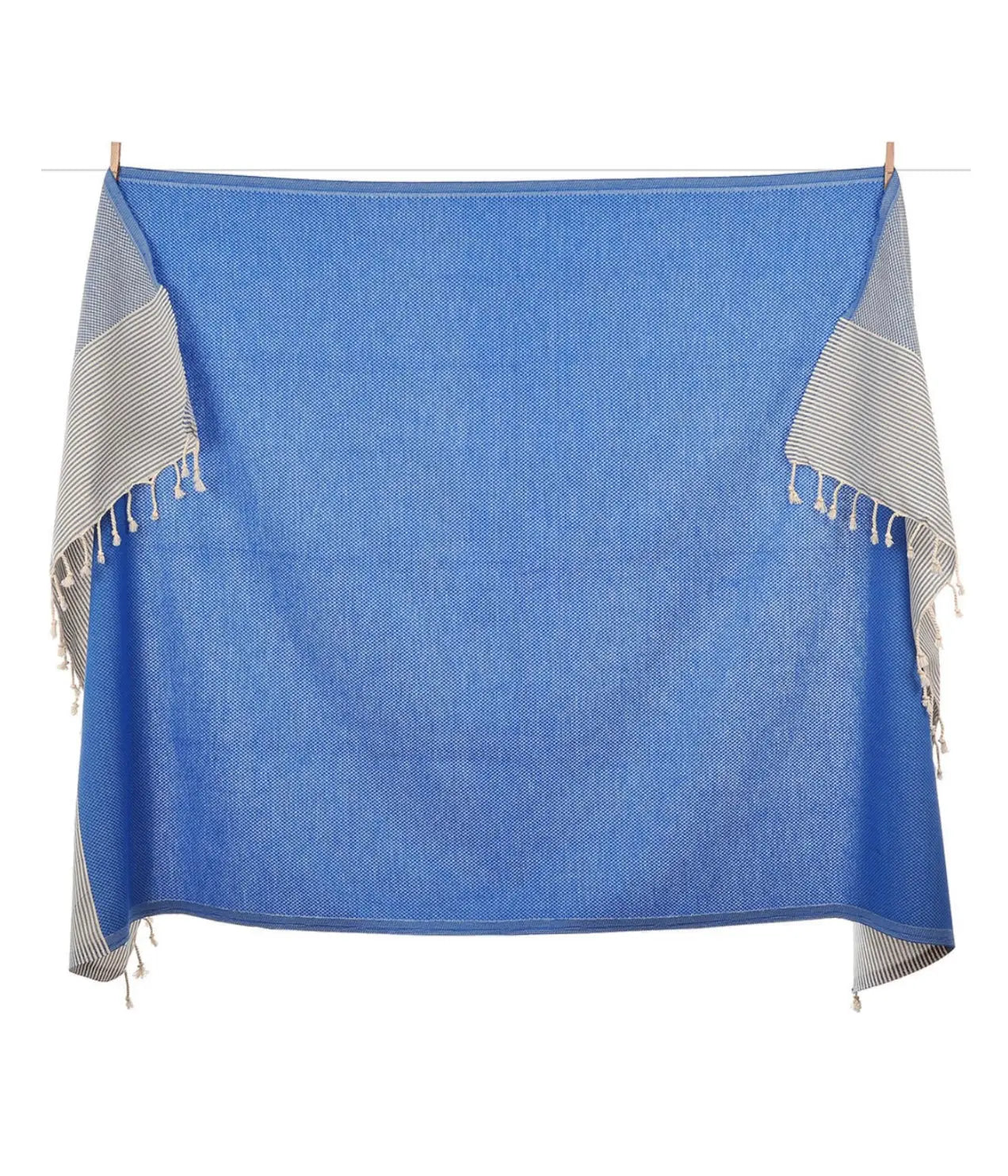 blue stripe turkish towel reversible, oversized fast dry beach towel 