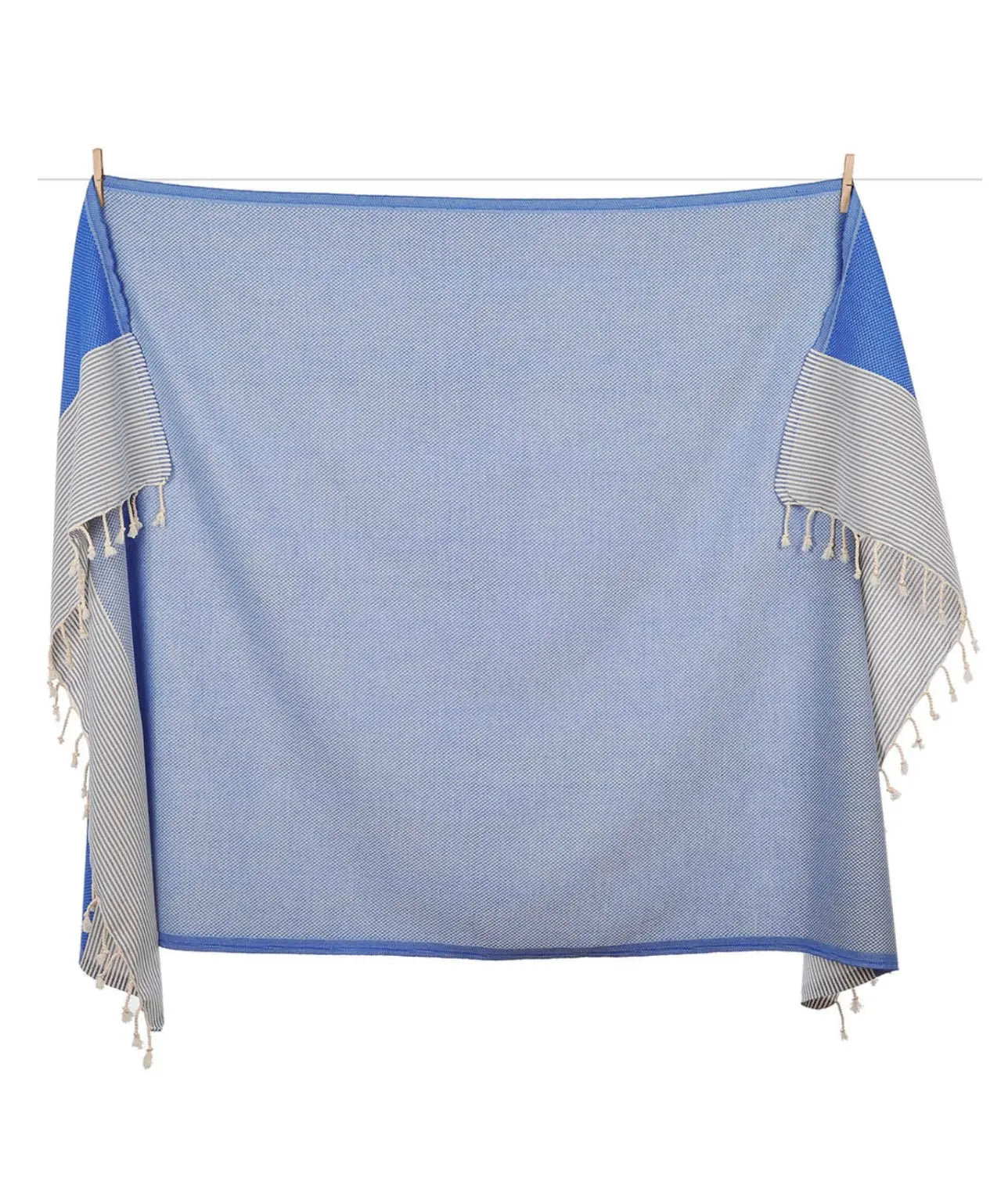 blue stripe turkish towel reversible, oversized fast dry beach towel 