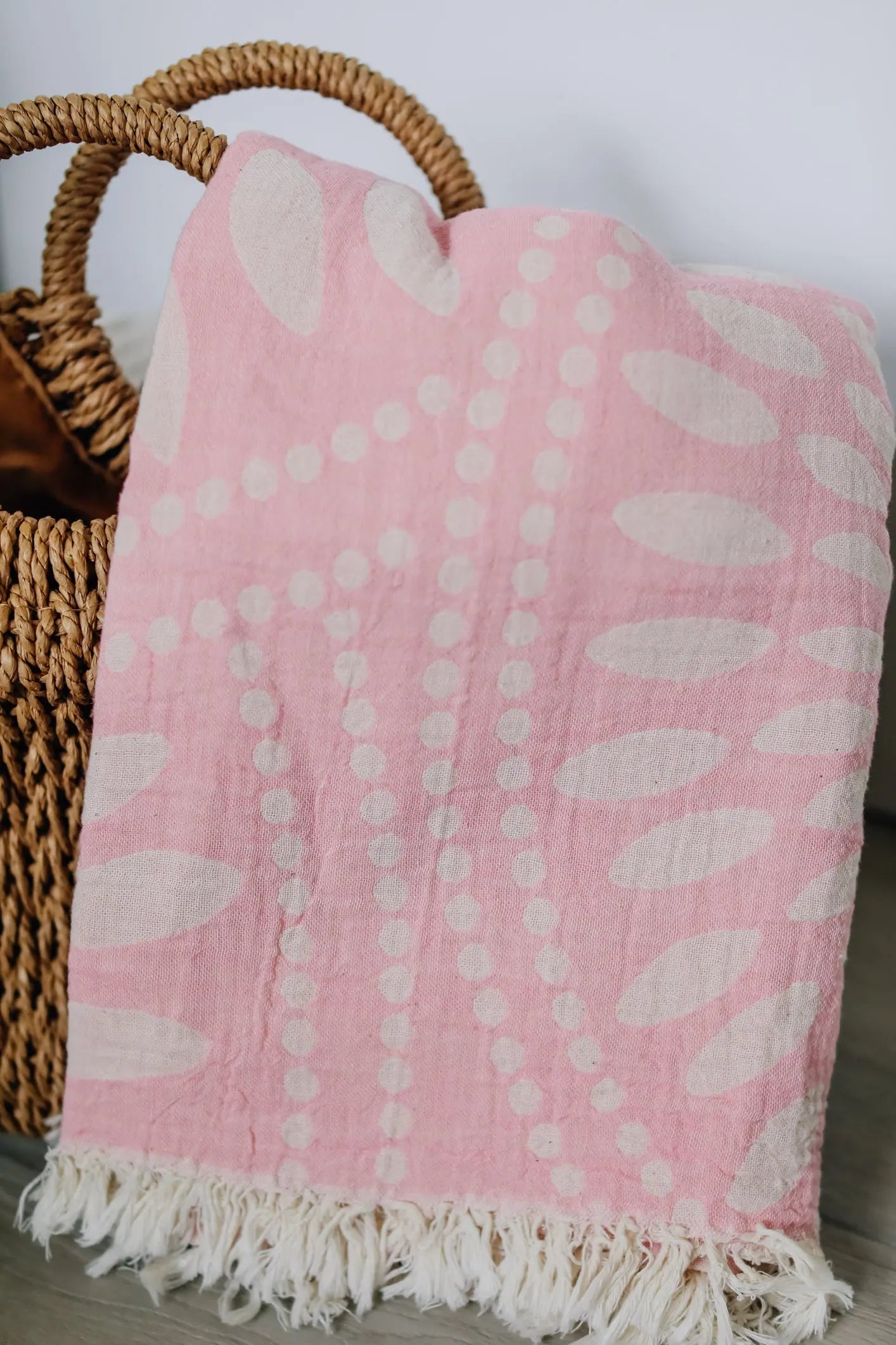 light pink beach towel with beach bag pink flowers turkish towel 