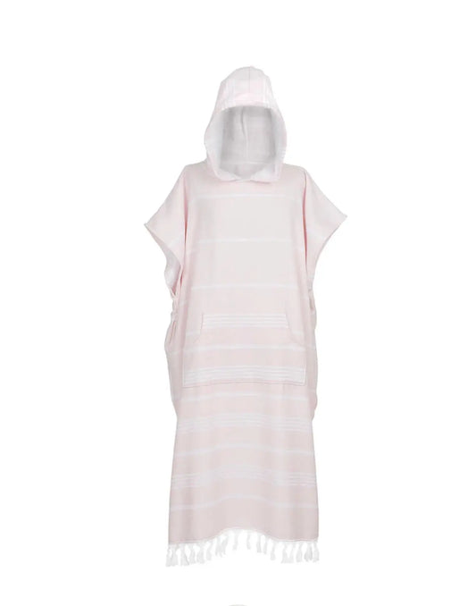 light pink adult changing towel poncho - surf poncho- hooded- turkish cotton terry lined 