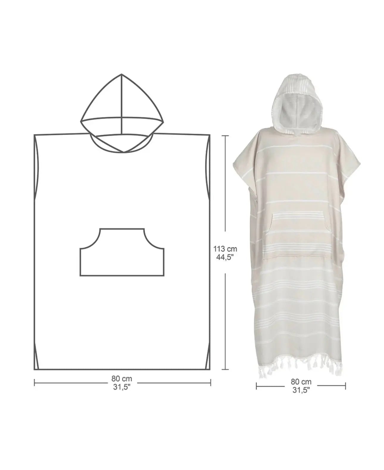 light tan hooded changing towel poncho measuments 