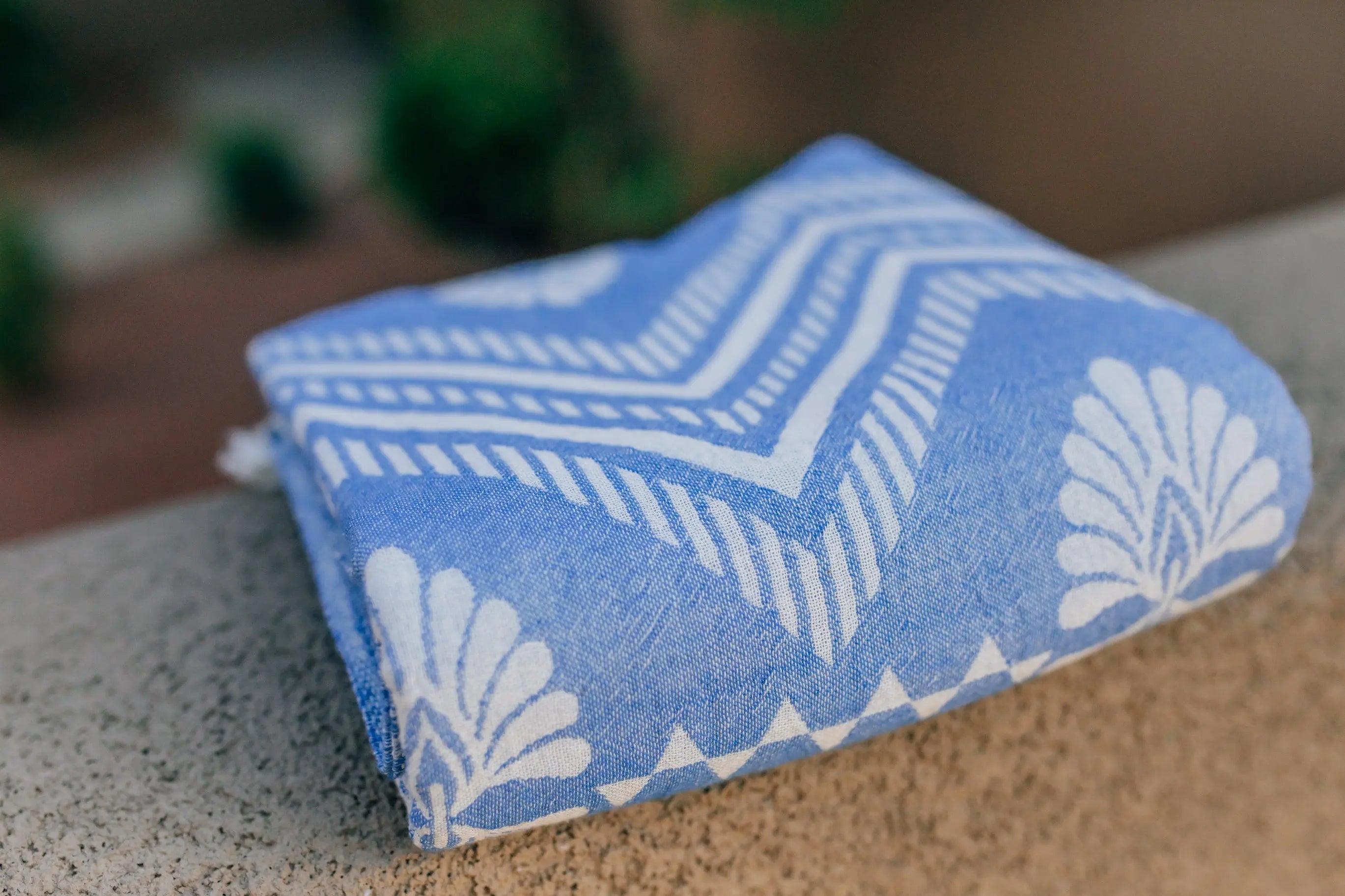 blue damask reversible pattern turkish towel- lightweight- oversized beach pool towel 