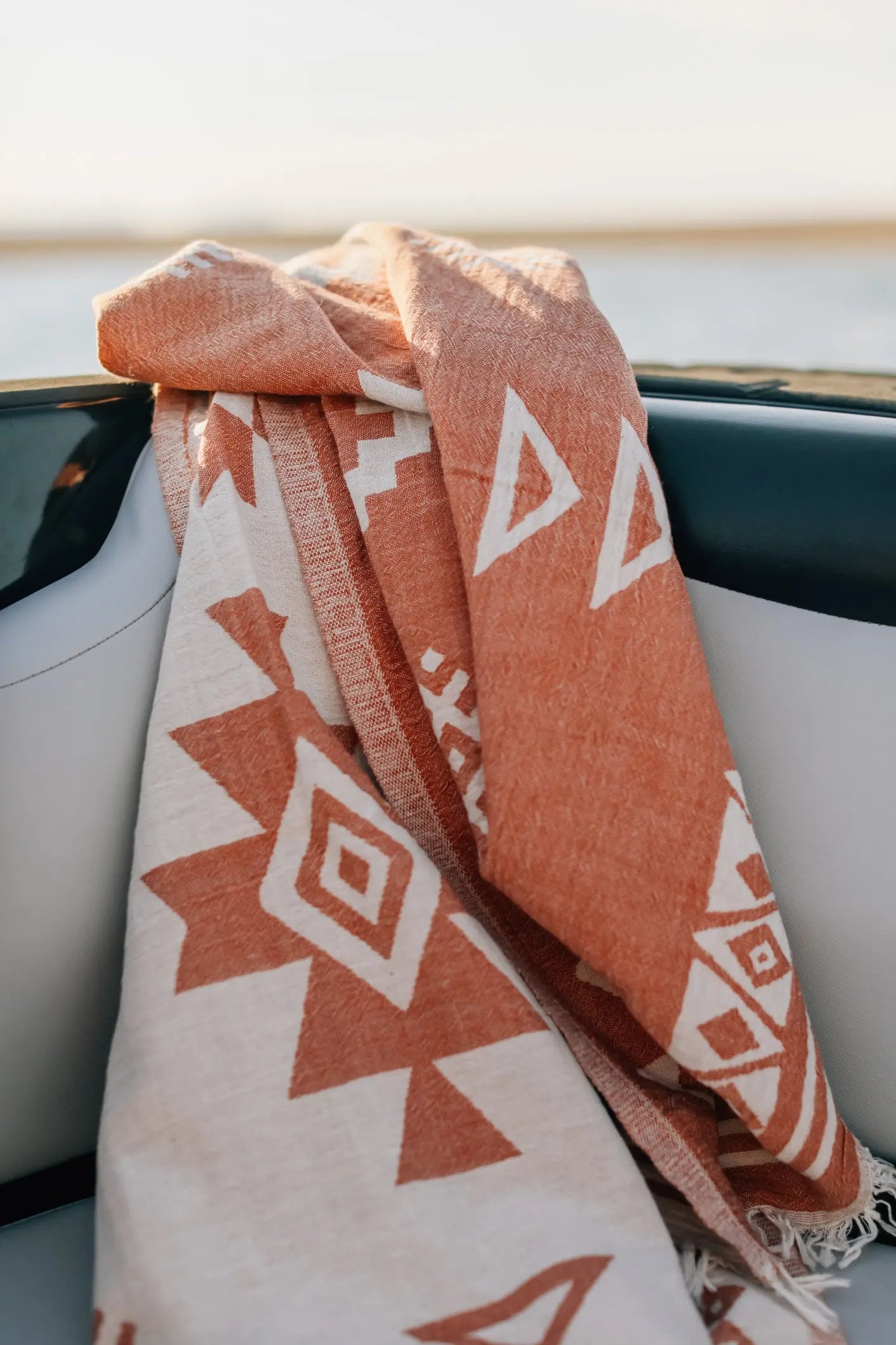 dark terracotta color boating towel utah summer . lightweight beach towel - reversible 